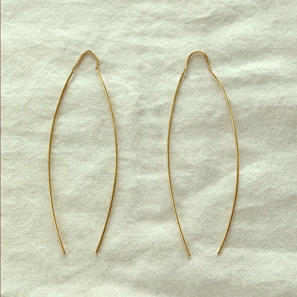 Gold Convex Loop String Through Earrings